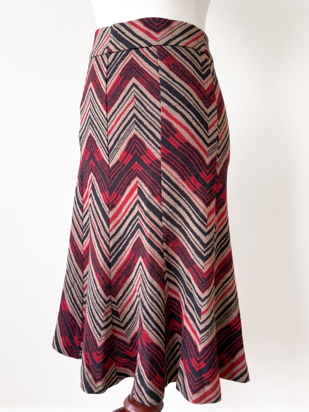 Diane von Furstenberg Wool-Blend Chevron Midi Skirt